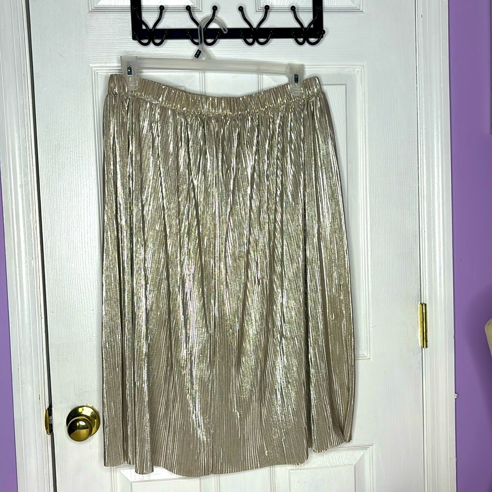 Shiny Gold LineTextured Maxi Skirt